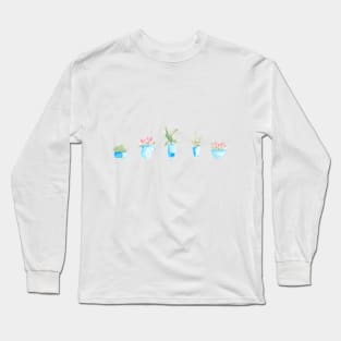 Watercolor Botanical potted plants Long Sleeve T-Shirt